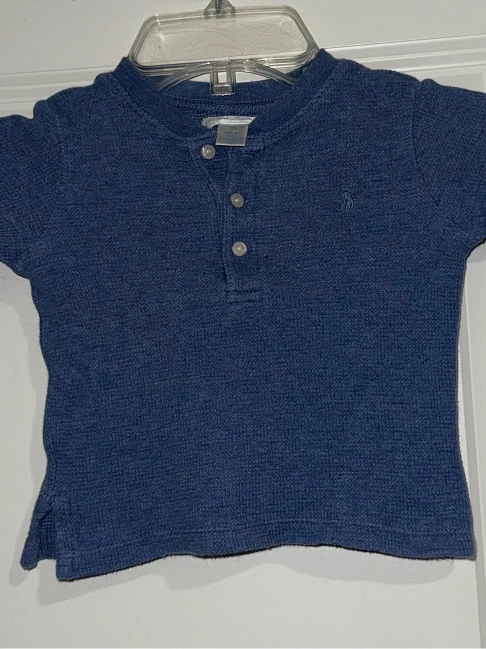 Baby 9m Ralph Lauren thermal shirt boys or unisex 1/4 button up navy blue